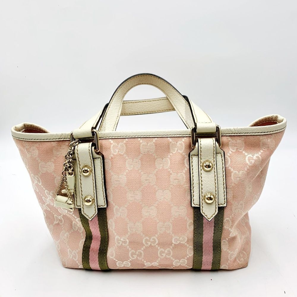 Auth Gucci Jolicoeur Pink Mini Canvas Tote with Charm - Picture 7 of 16